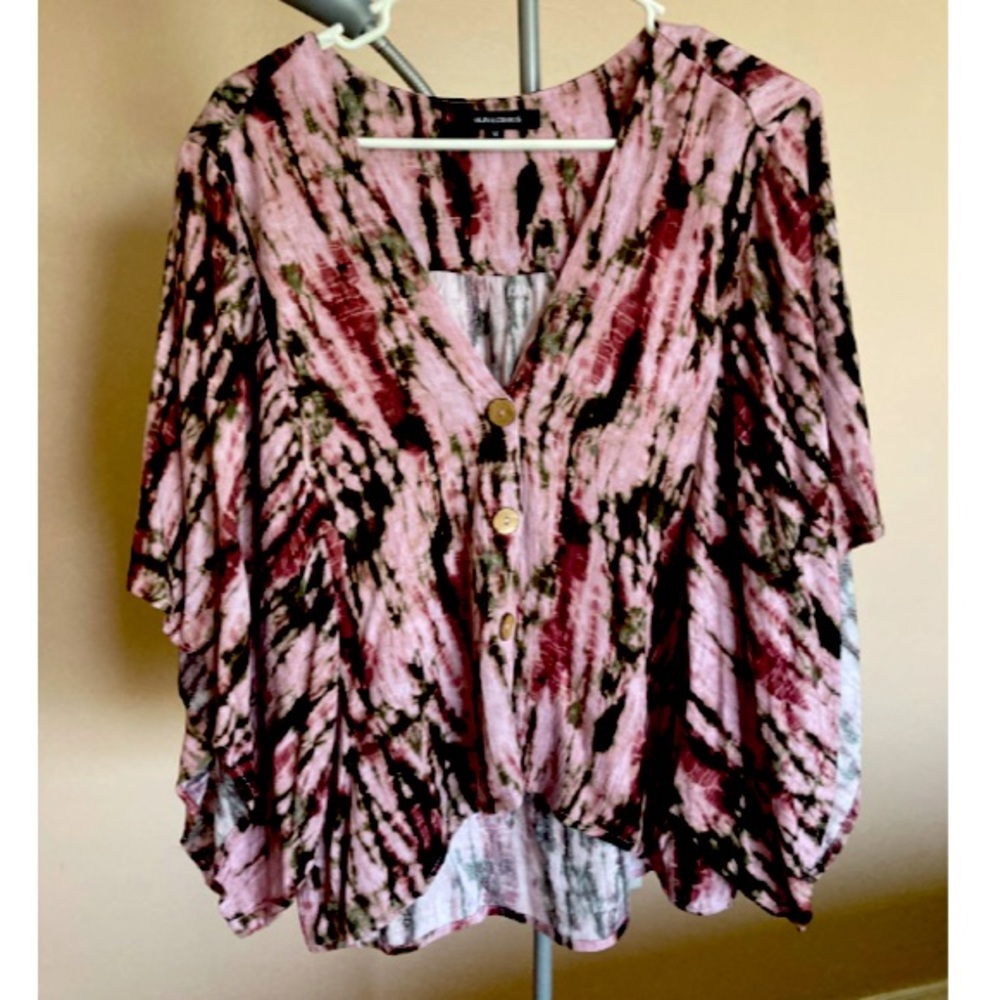 Olivaceous tie dye blouse
